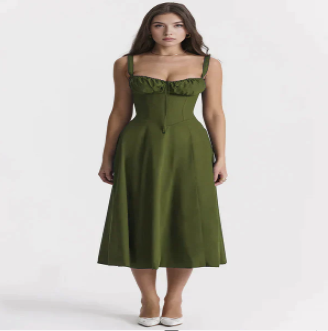 Vestido Parisino - Vestido Largo Floral con Ajuste en la Cintura (Una Pieza)