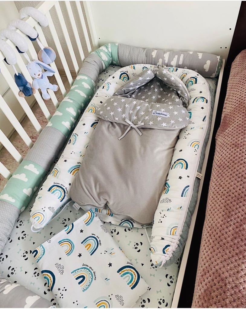 Cojín Largo Protector de Cama de Algodón con Estampado Arcoíris