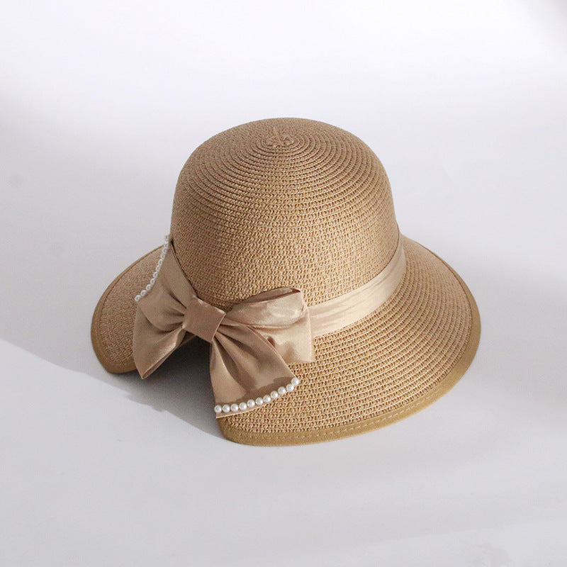 Sombrero de Pescador con Perlas y Protección Solar para Mujer