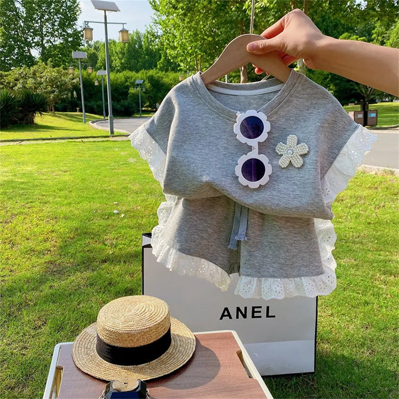 Conjunto de Short y Camiseta de Algodón para Niñas - Estilo Verano