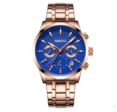 Reloj Deportivo de Acero Negro y Dorado para Hombre con 3 Esferas