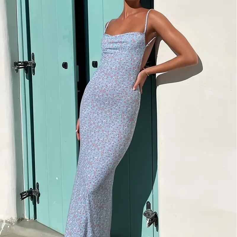 Vestido de Verano Floral con Espalda Descubierta para Mujer - Estilo Europeo