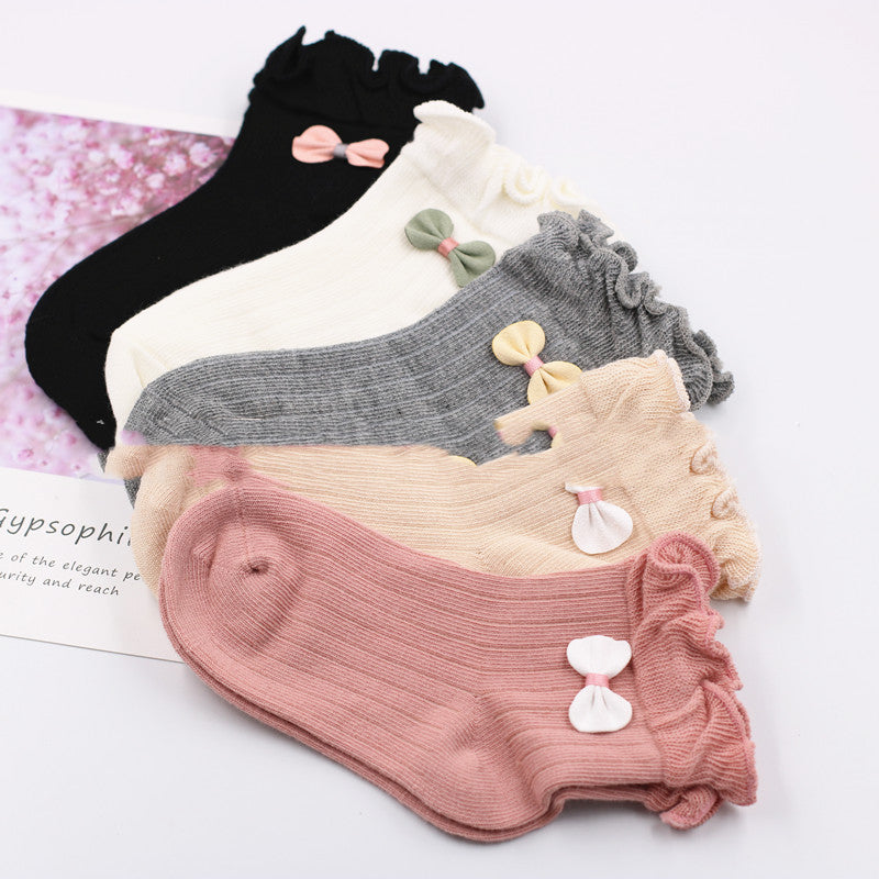 Calcetines de Princesa con Lazo de Volante para Bebés y Niñas