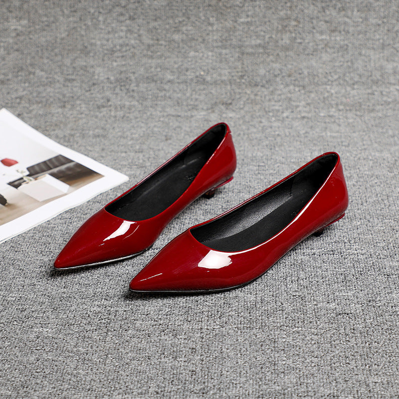 Zapatos de Cuero Negro con Punta en Pico para Oficina - Mujer