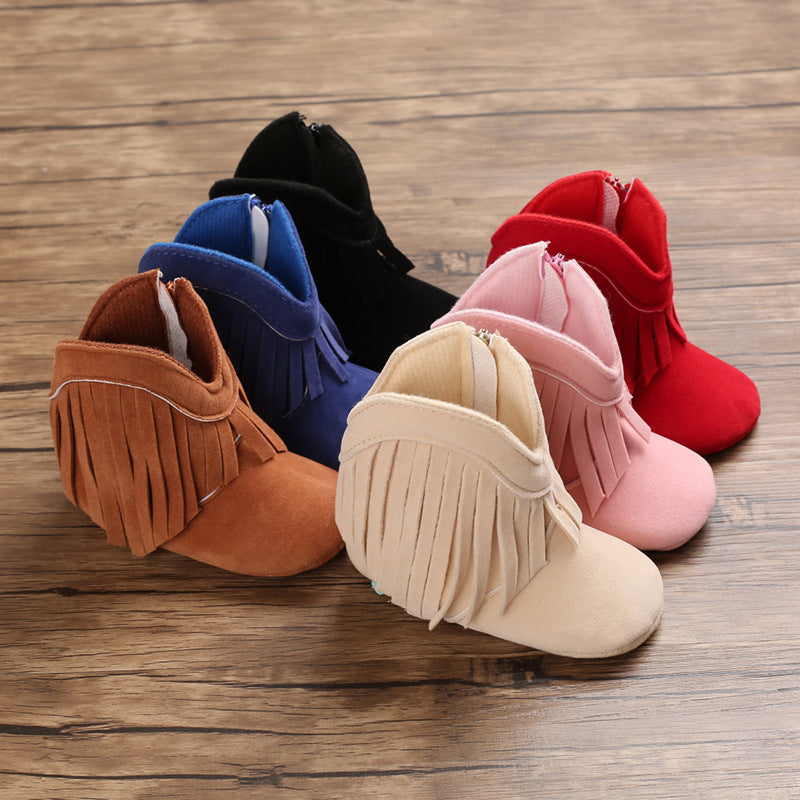 Botas Cálidas de Caña Alta con Borlas para Bebés Niñas