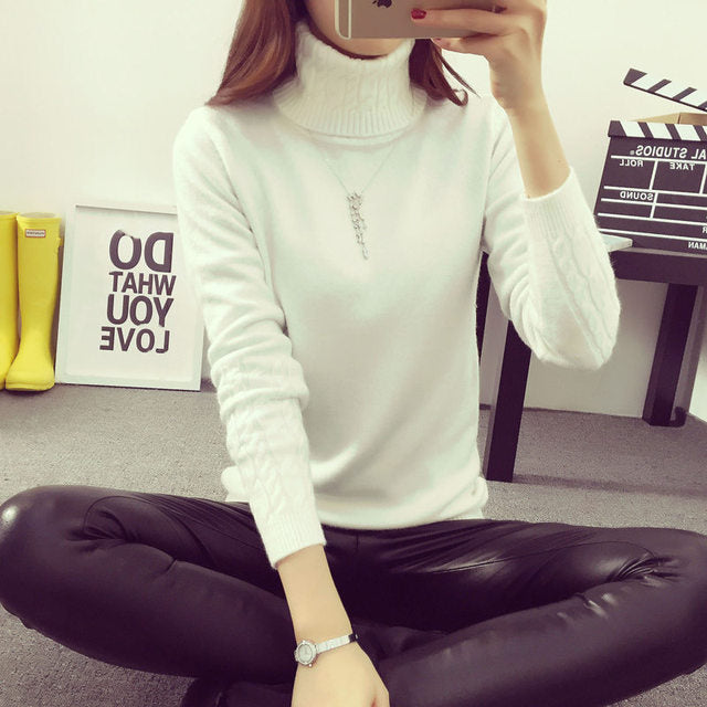 Suéter de Lana de Cuello Alto a la Moda para Invierno - Mujer