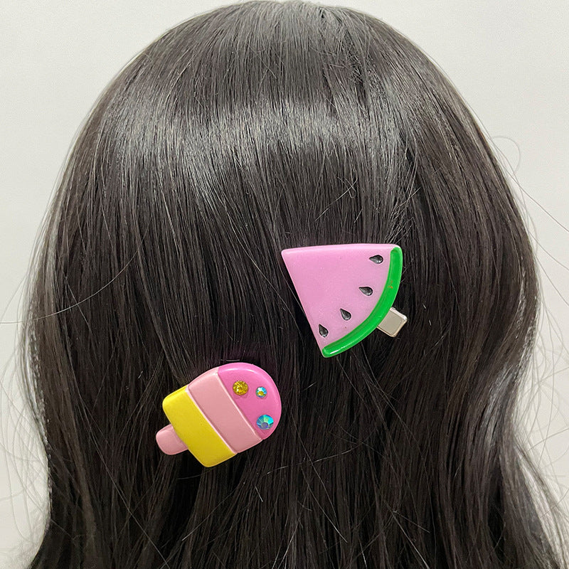 Lindo Broche de Pelo de Sandía - Accesorio de Resina de Moda