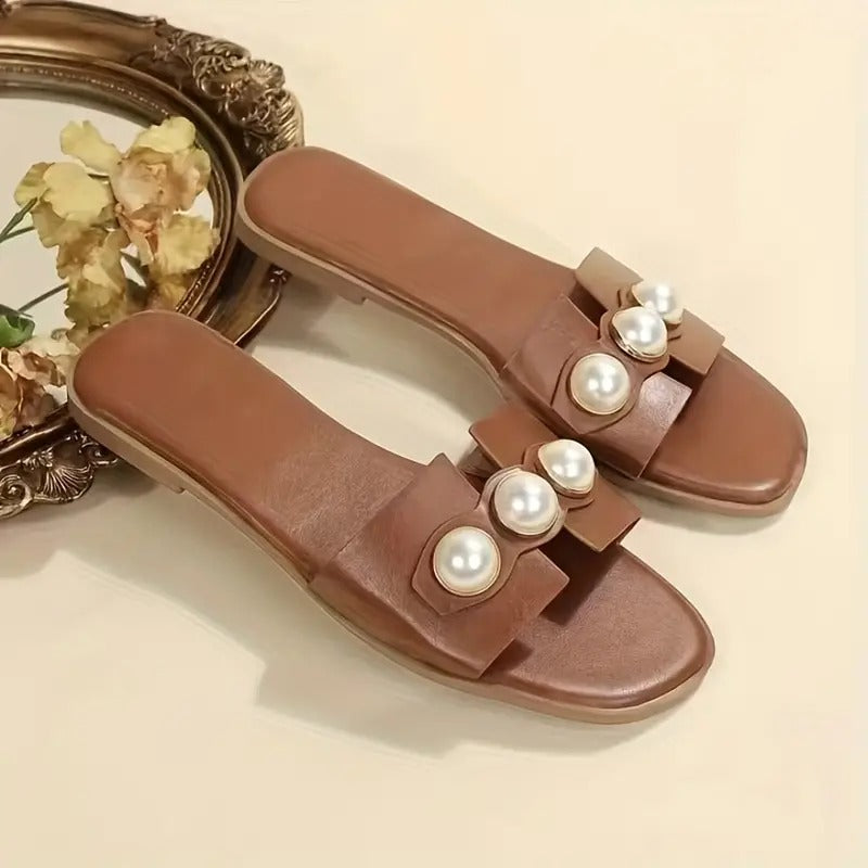Sandalias Ligeras con Perlas sin Cordones para Mujer