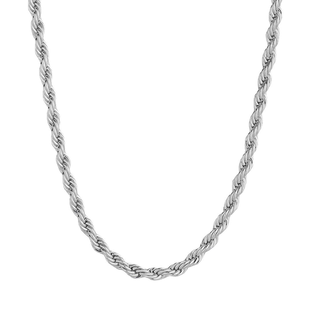 Collar de Cadena Trenzada de Acero Inoxidable Chapado en Oro 18K