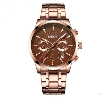 Reloj Deportivo de Acero Negro y Dorado para Hombre con 3 Esferas