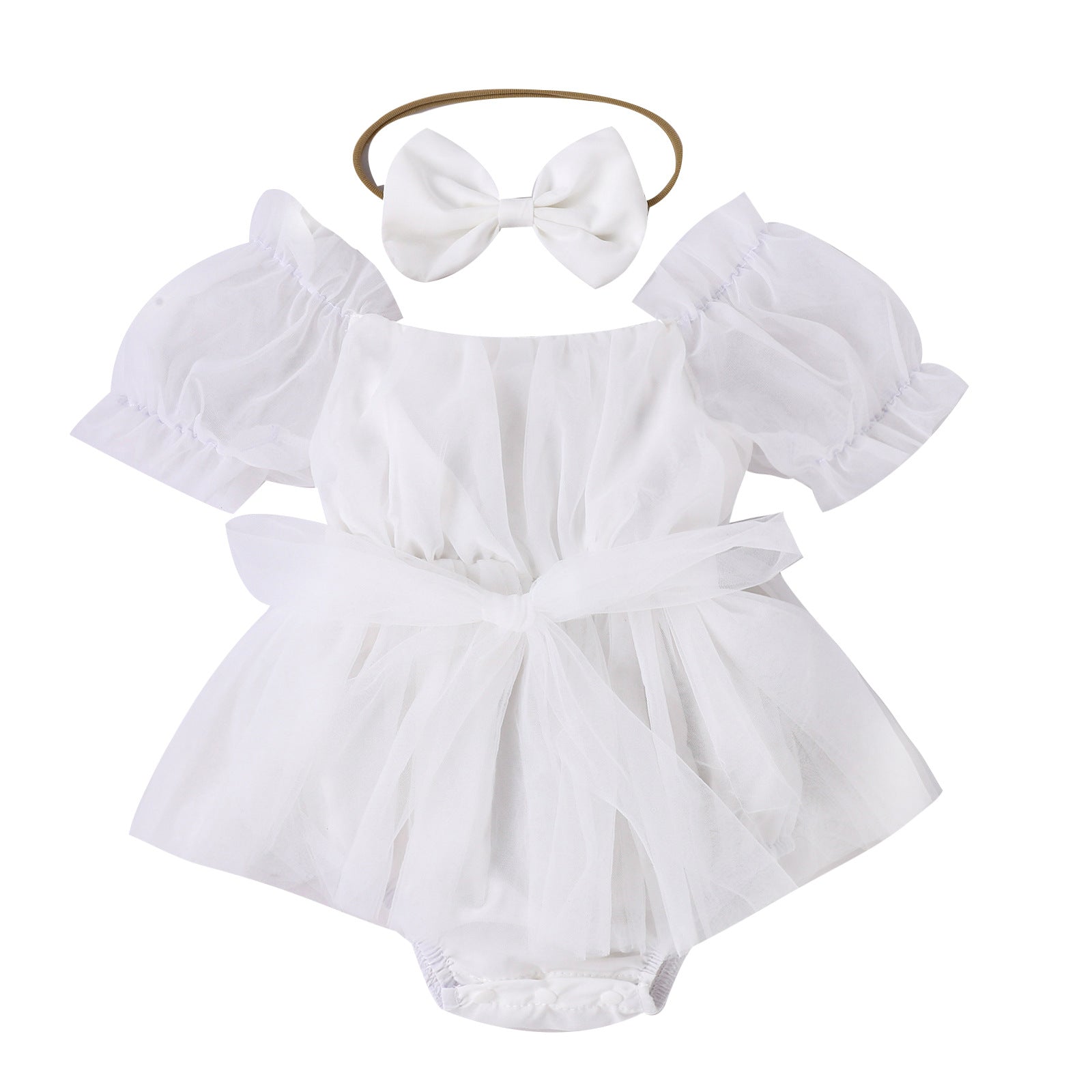 Conjunto de Vestido de Tul y Diadema para Bebé – Estilo Europeo Verano