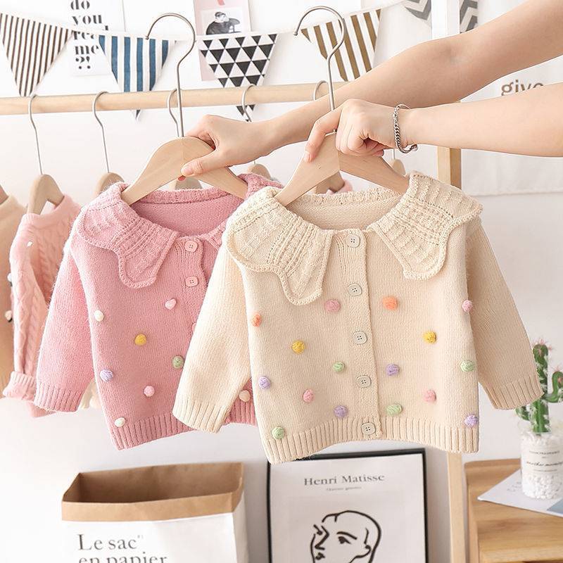 Cárdigan de Punto de Manga Larga a la Moda para Niñas