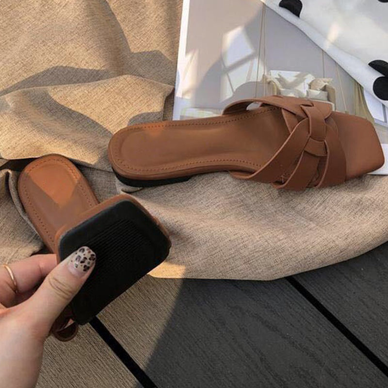 Sandalias Planas Casuales de Punta Abierta para Playa - Mujer