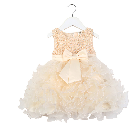 Vestido de Niña de las Flores con Diseño de Falda Escalonada