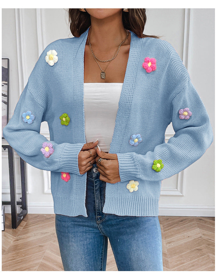 Dulce Cárdigan de Punto con Diseño Floral para Mujer