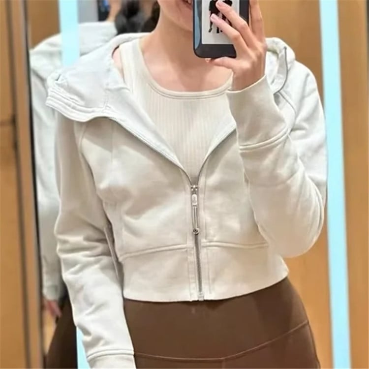 Chaqueta con Capucha Ajustada Estilo Deportivo Americano para Mujer