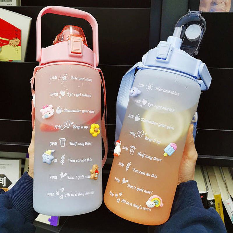 Botella de Agua Deportiva Motivacional con Stickers, Portátil