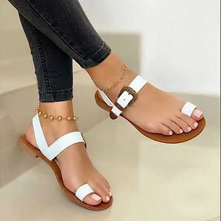 Sandalias Planas Casuales con Hebilla en la Puntera