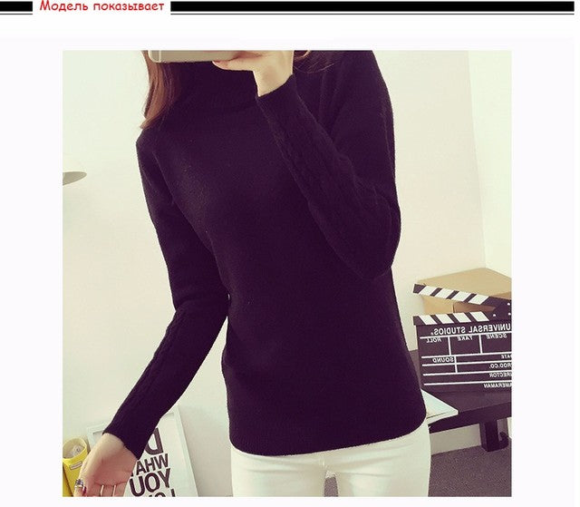 Suéter de Lana de Cuello Alto a la Moda para Invierno - Mujer