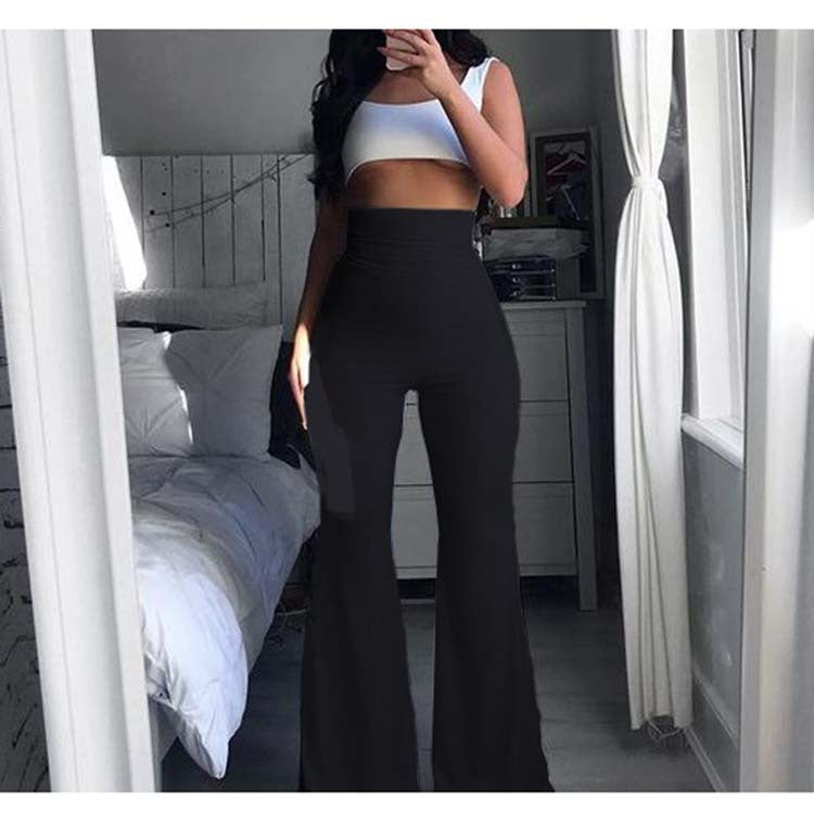 Pantalones de Yoga de Cintura Alta y Pierna Ancha para Mujer