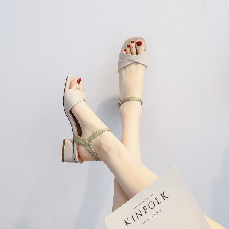 Sandalias de Tacón Medio Estilo Hada para Verano