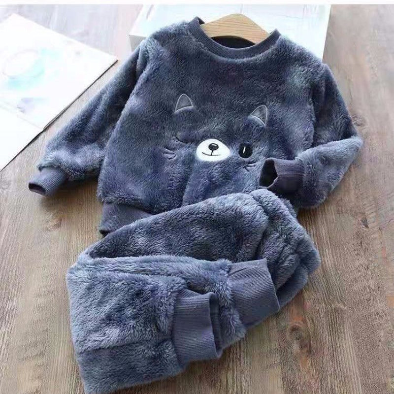 Ropa de Casa de Felpa Gruesa de Forro Polar Coral para Niños