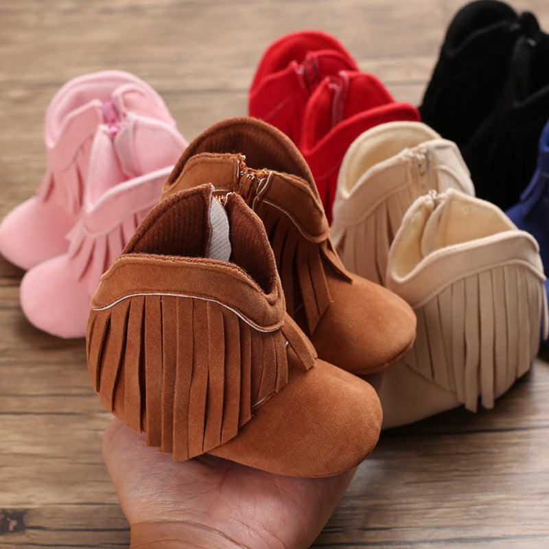 Botas Cálidas de Caña Alta con Borlas para Bebés Niñas