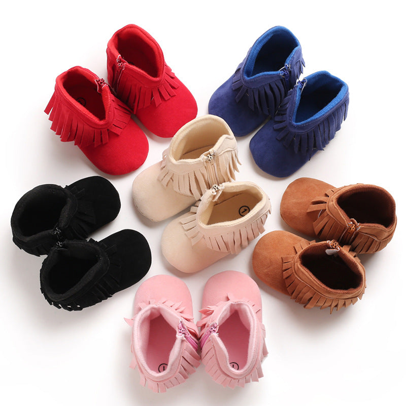 Botas Cálidas de Caña Alta con Borlas para Bebés Niñas