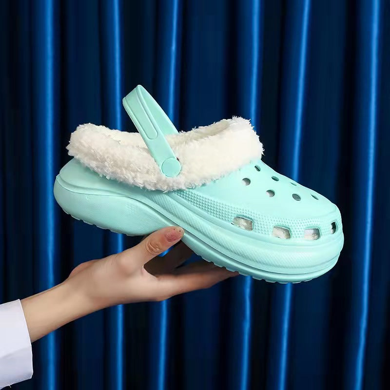 Pantuflas de Lana Dongdong de Invierno con Suela Gruesa y Felpa para Mujer