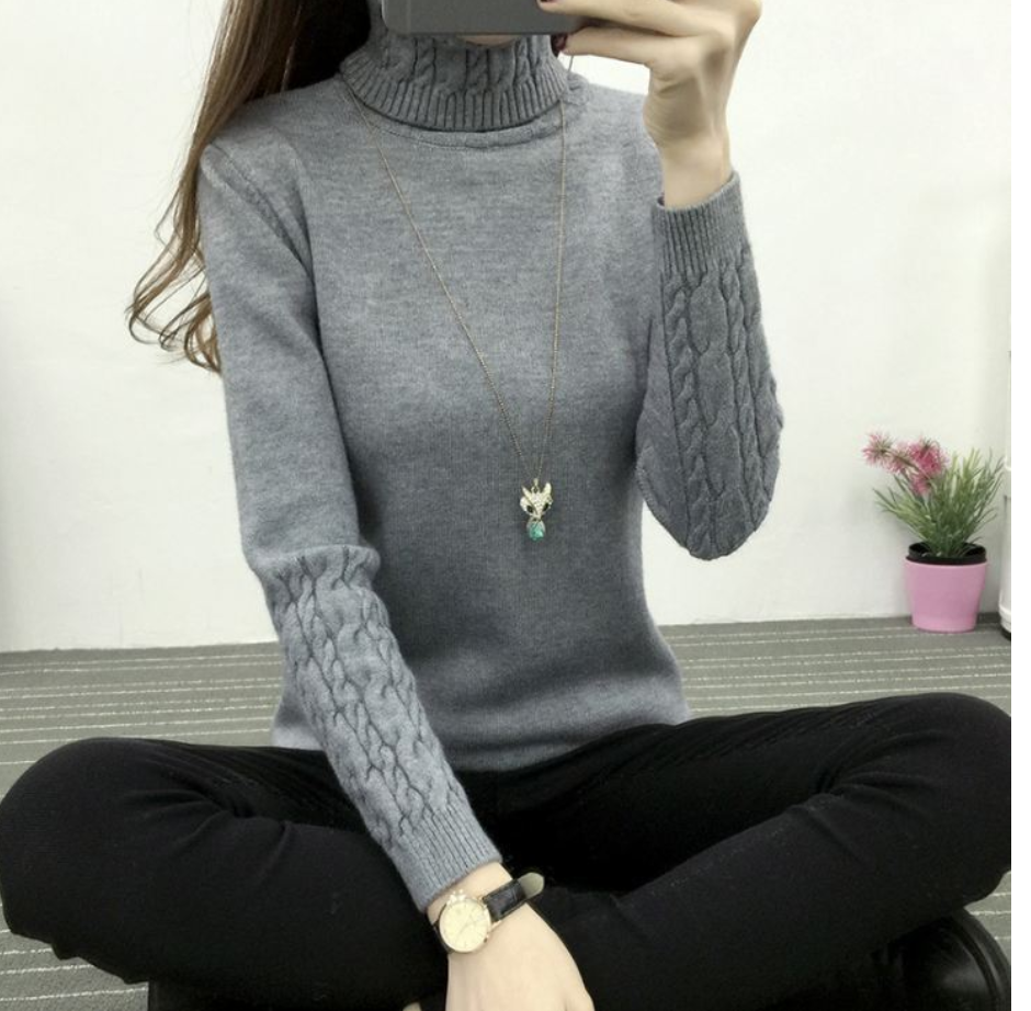 Suéter de Lana de Cuello Alto a la Moda para Invierno - Mujer
