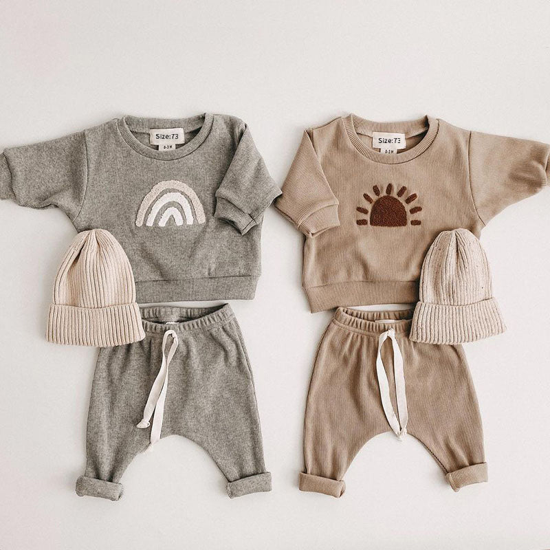 Conjunto de Sudadera y Pantalón de Manga Larga para Bebé – Arcoíris