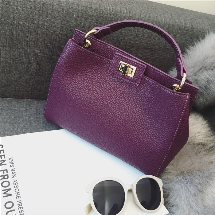 Elegante Bolso de Mano con Cierre de Candado Dorado para Mujer