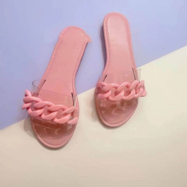 Sandalias Planas Transparentes Casuales para Playa - Talla Grande