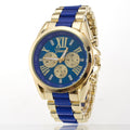 Reloj de Tres Esferas con Correa de Acero, Estilo Geneva
