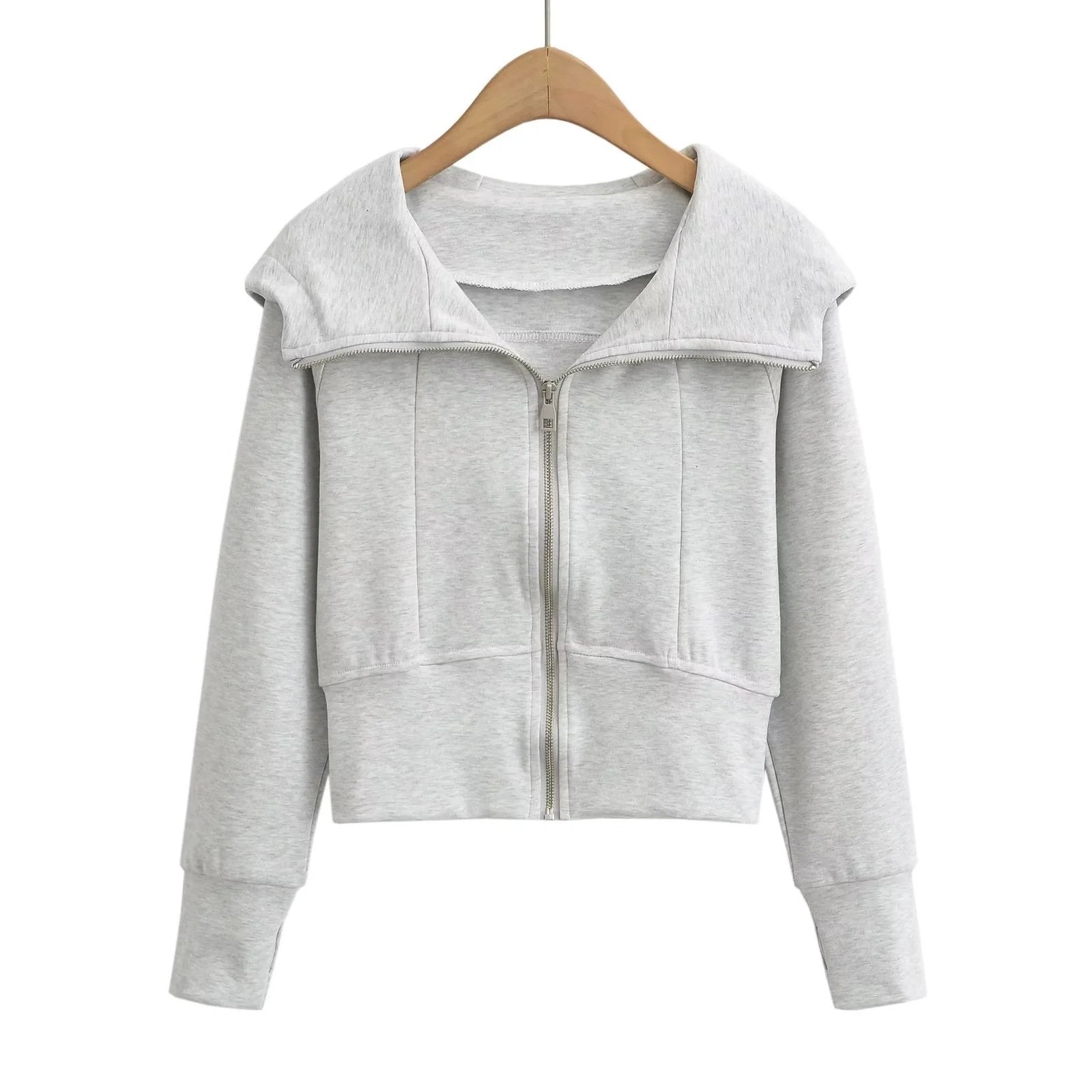 Chaqueta con Capucha Ajustada Estilo Deportivo Americano para Mujer