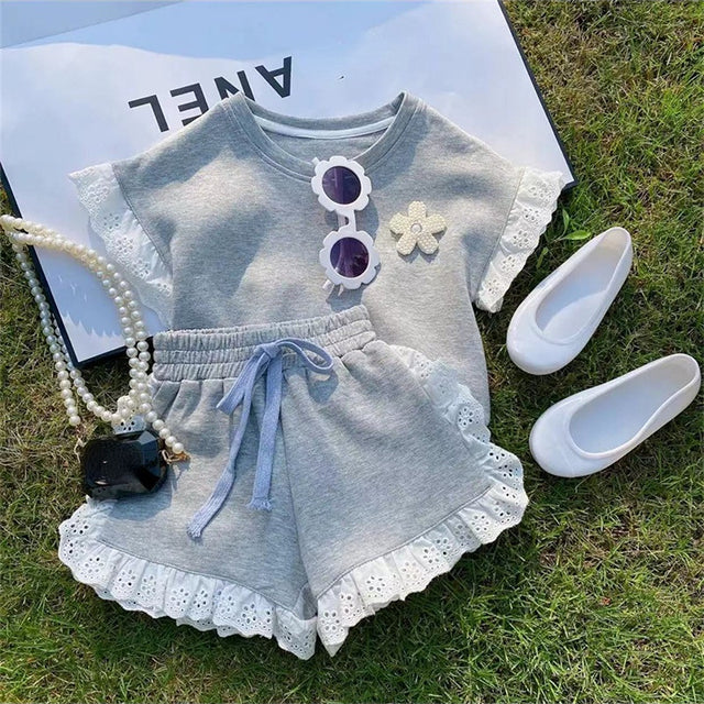 Conjunto de Short y Camiseta de Algodón para Niñas - Estilo Verano