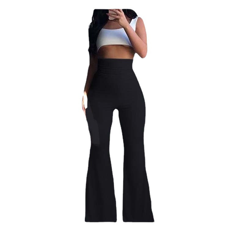 Pantalones de Yoga de Cintura Alta y Pierna Ancha para Mujer