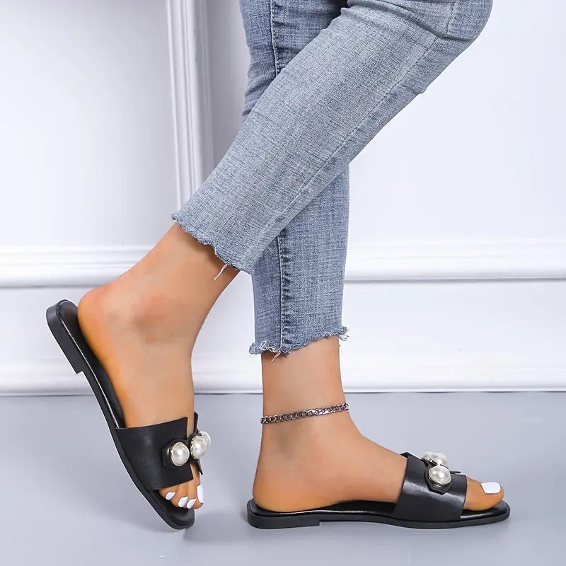 Sandalias Ligeras con Perlas sin Cordones para Mujer