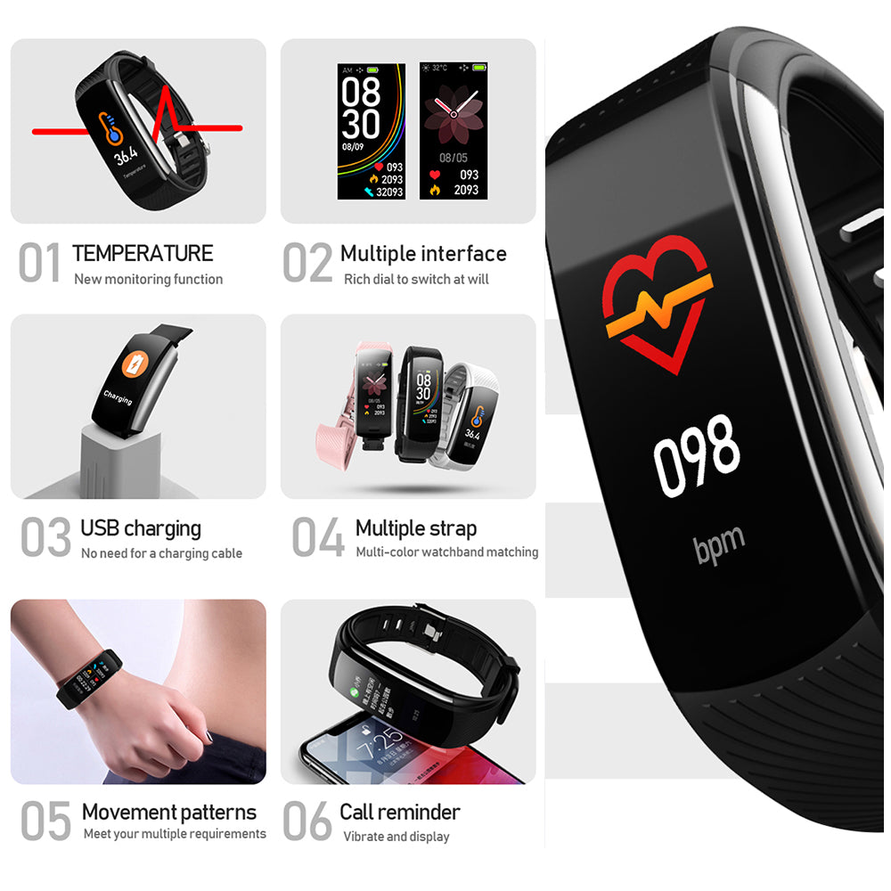 Pulsera de Actividad Impermeable con Ritmo Cardíaco y Presión Arterial