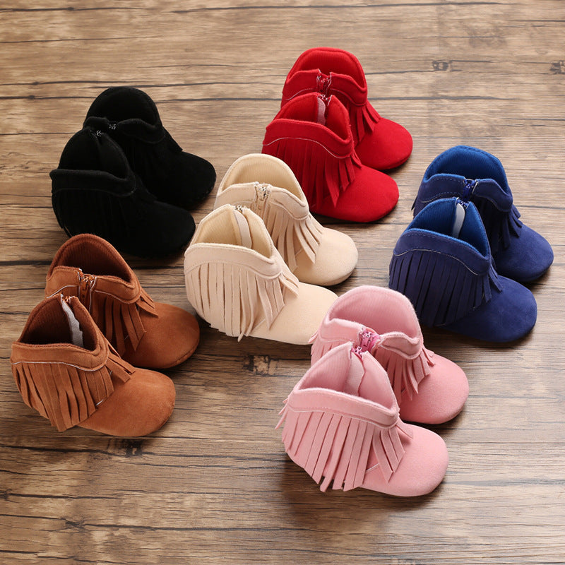 Botas Cálidas de Caña Alta con Borlas para Bebés Niñas