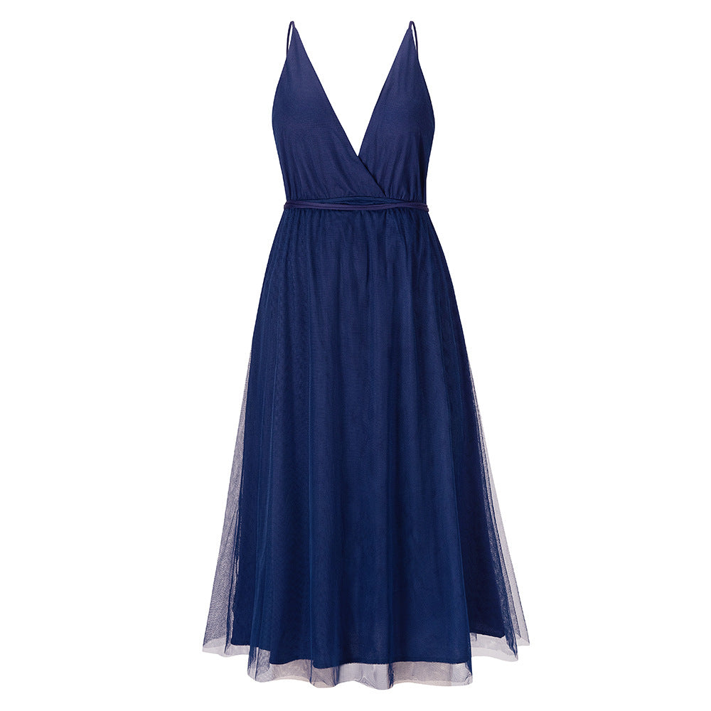 Elegante Vestido de Tirantes de Gasa Estilo Europeo y Americano