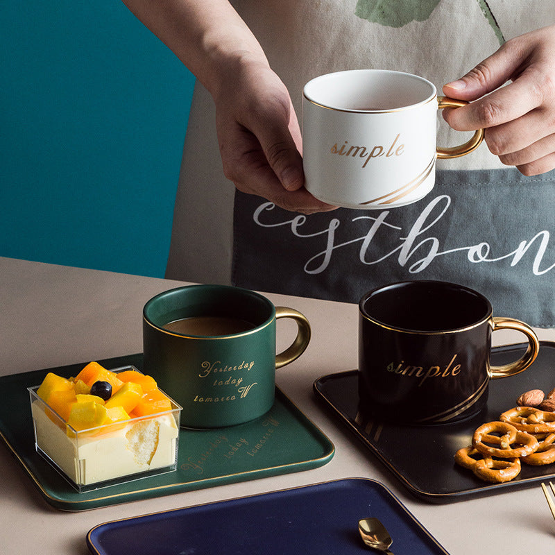 Set de Taza de Café de Cerámica Creativa Estilo Nórdico