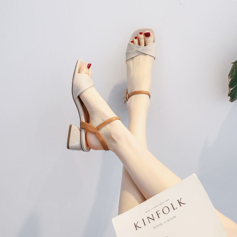 Sandalias de Tacón Medio Estilo Hada para Verano
