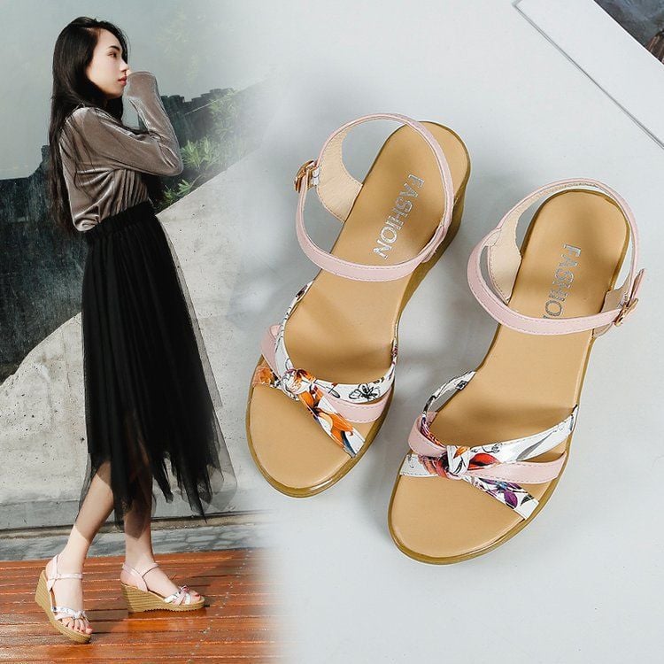 Sandalias de Cuña para Mujer - Tacón Alto con Suela Gruesa