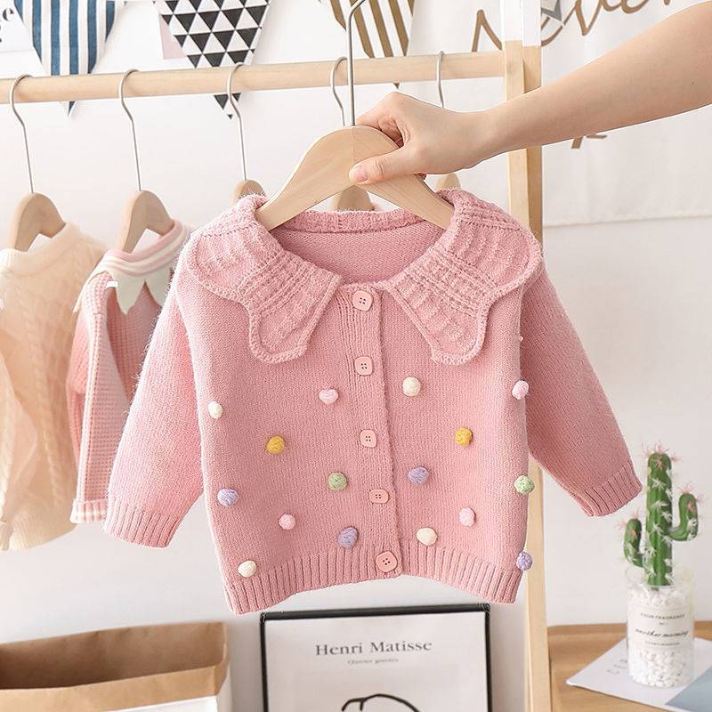 Cárdigan de Punto de Manga Larga a la Moda para Niñas