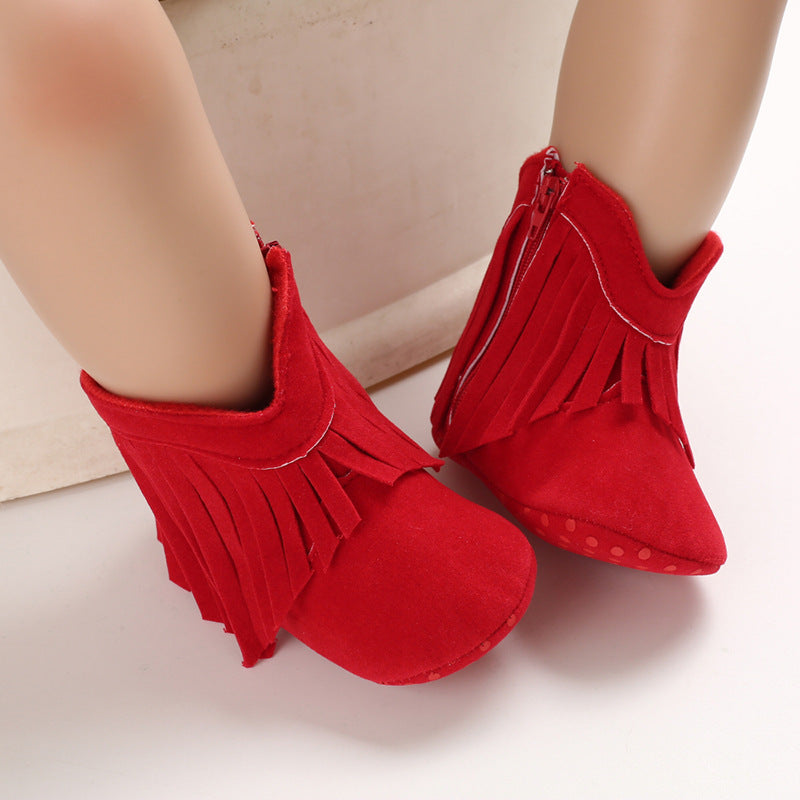 Botas Cálidas de Caña Alta con Borlas para Bebés Niñas