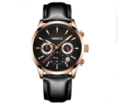Reloj Deportivo de Acero Negro y Dorado para Hombre con 3 Esferas