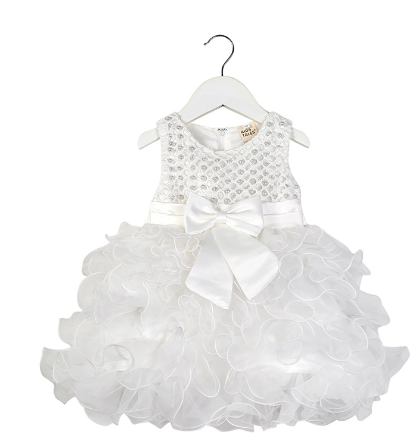 Vestido de Niña de las Flores con Diseño de Falda Escalonada