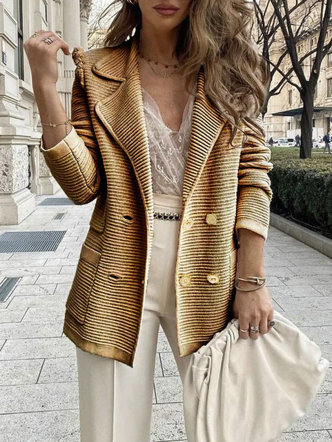 Blazer Casual Holgado Cruzado para Mujer