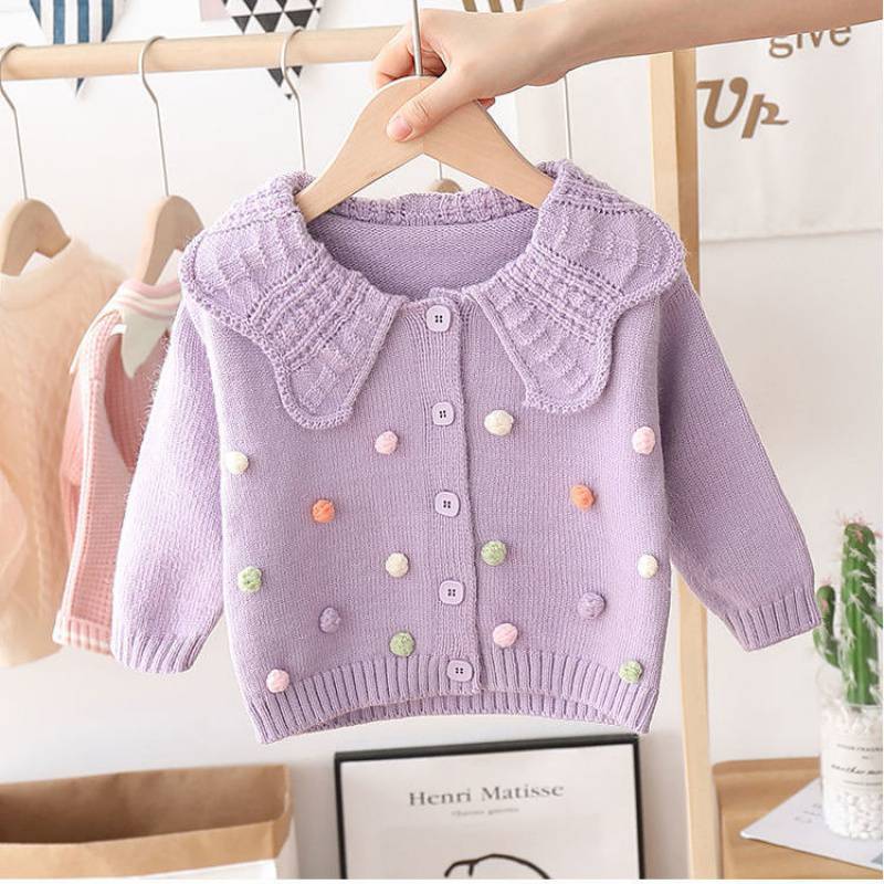 Cárdigan de Punto de Manga Larga a la Moda para Niñas